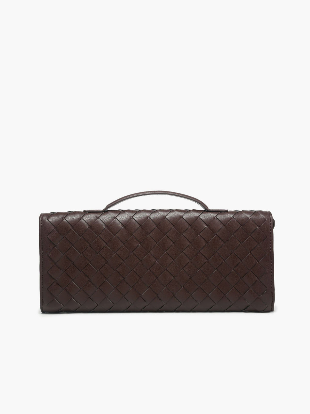 Bolso de mano tipo clutch con solapa tejida bidireccional