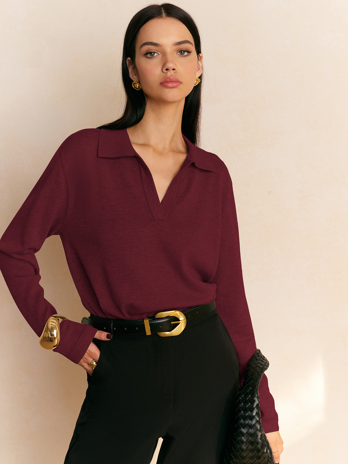 Jersey de punto informal con cuello