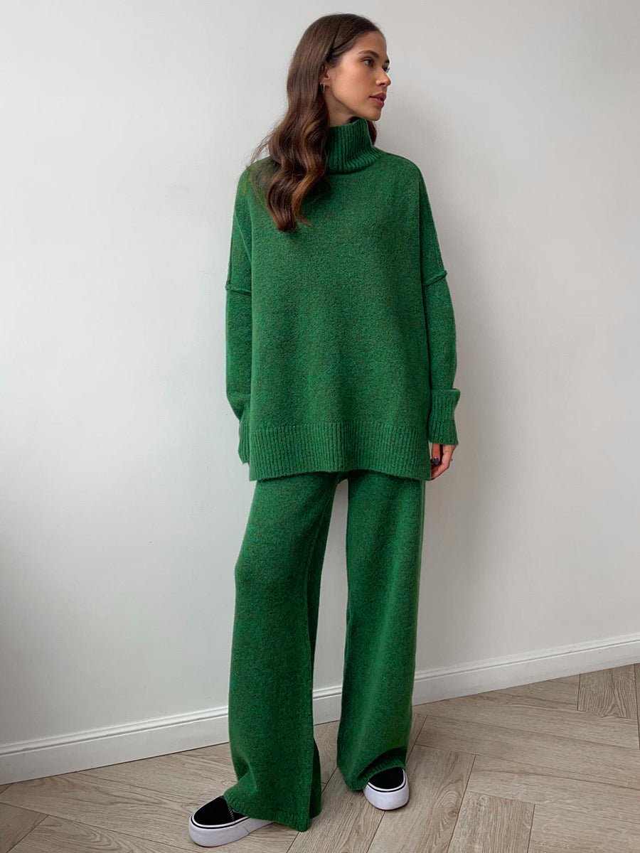 Conjunto de pantalón y jersey de cuello alto liso