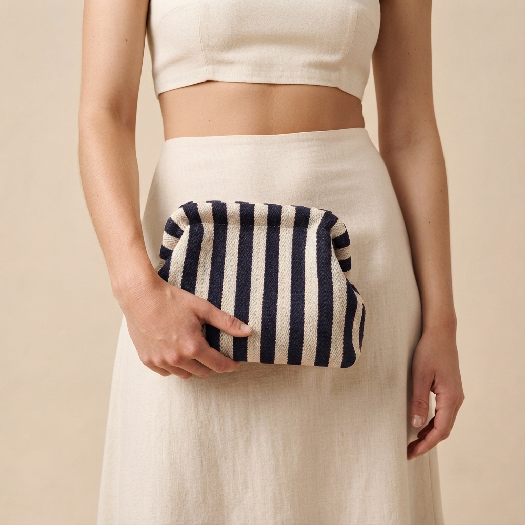 Bolso de Ganchillo de Mano Clutch para Fiesta Nube Fruncido