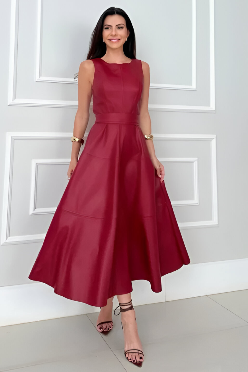 Kira™ | Vestido midi con efecto cuero