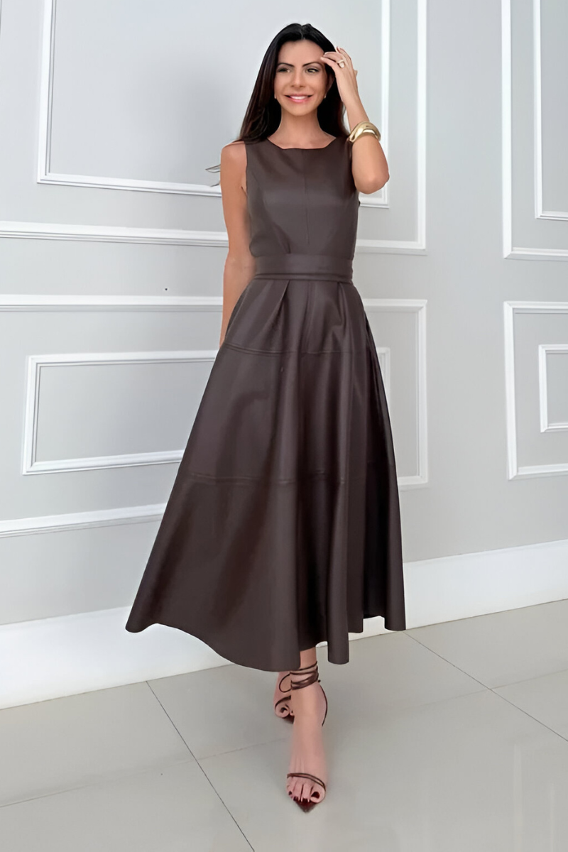 Kira™ | Vestido midi con efecto cuero