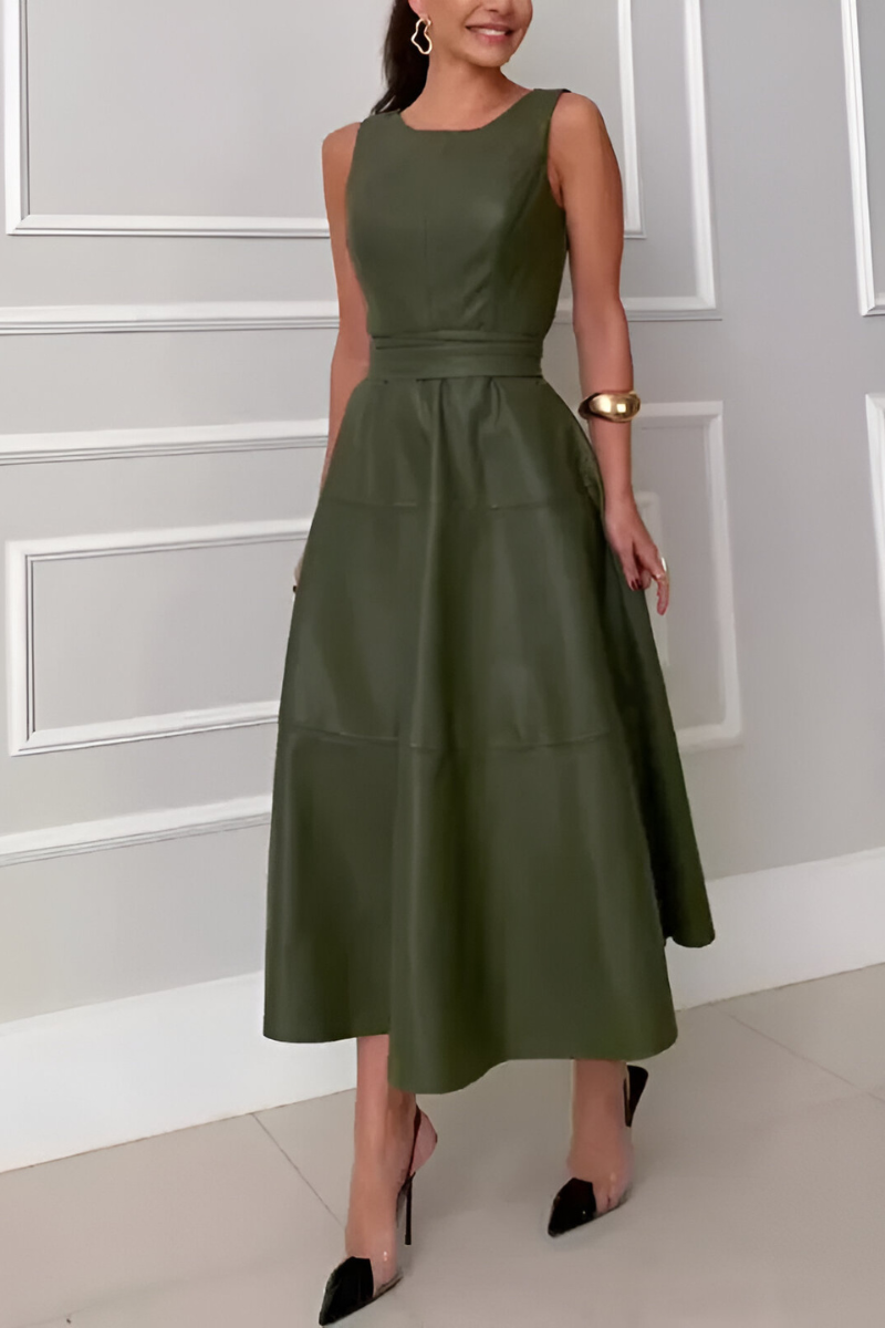 Kira™ | Vestido midi con efecto cuero