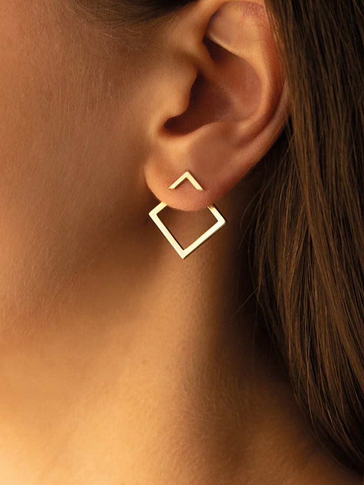 Pendientes de botón geométricos cuadrados