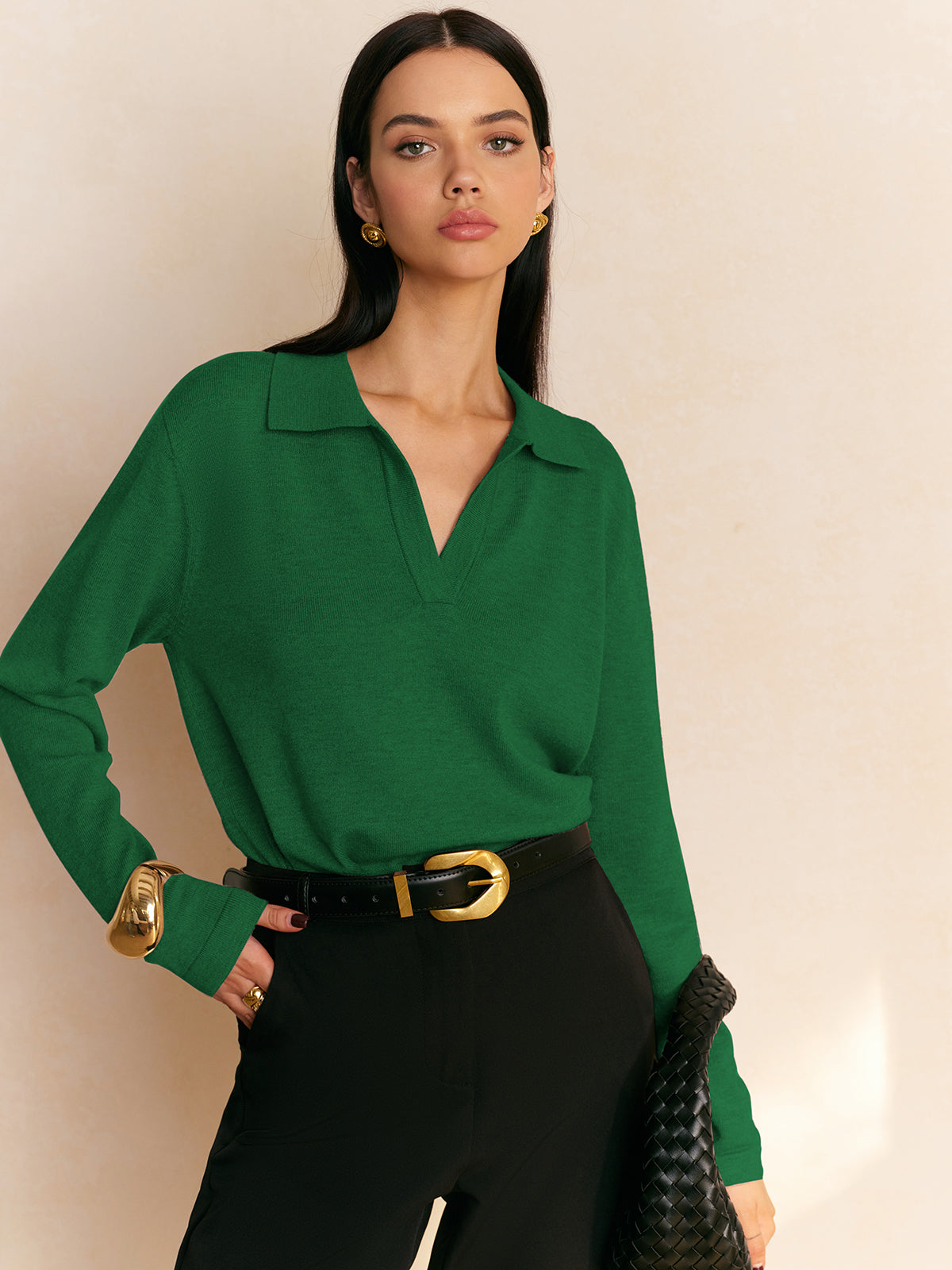 Jersey de punto informal con cuello