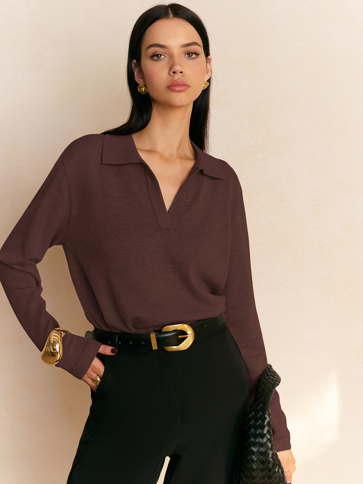 Jersey de punto informal con cuello