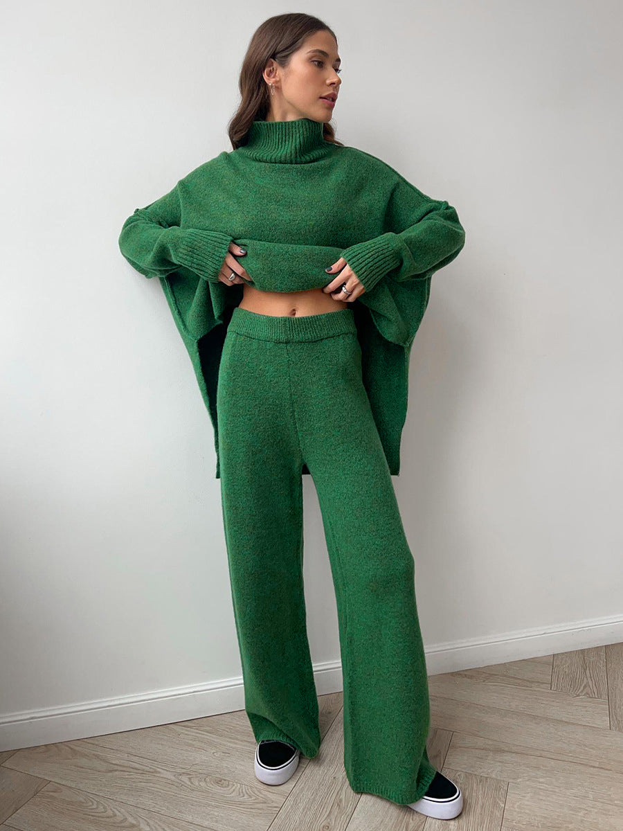 Conjunto de pantalón y jersey de cuello alto liso