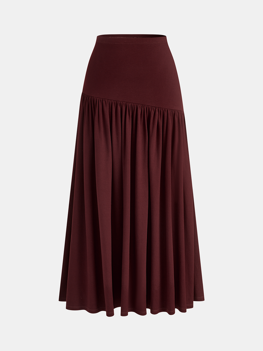Falda midi fruncida de corte A