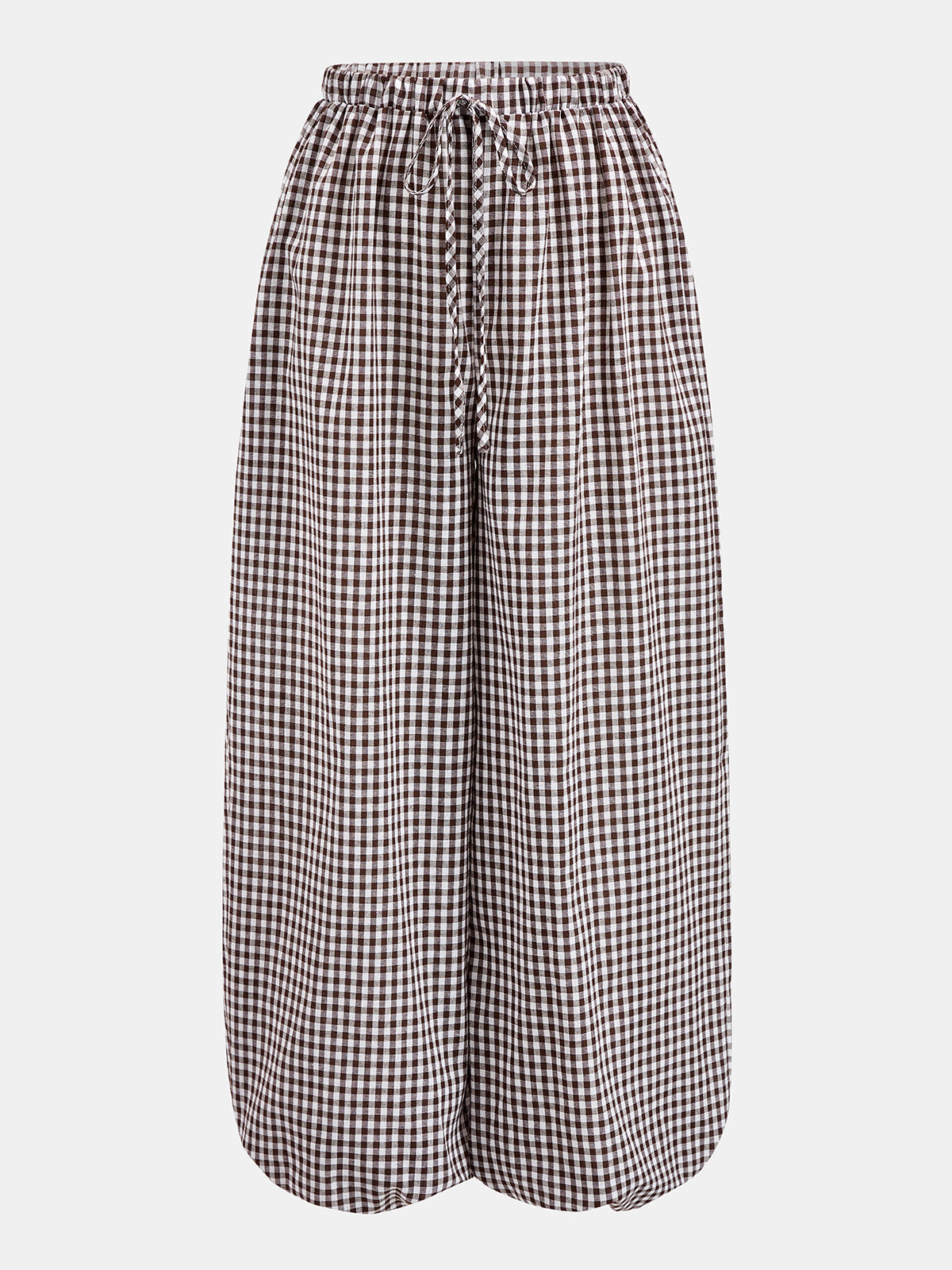 Pantalones holgados tipo globo a cuadros con cordón ajustable