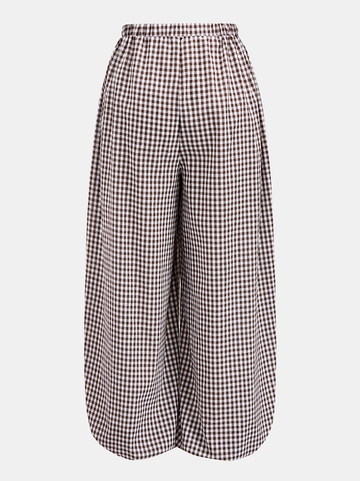 Pantalones holgados tipo globo a cuadros con cordón ajustable