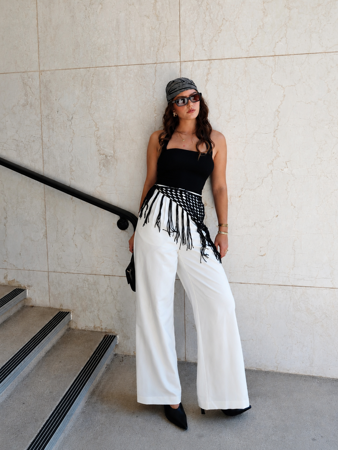 Pantalones anchos lisos sin cinturón