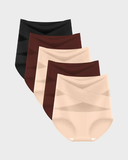 🌸Last Day-Buy 1 Get 3 Packs✨Plus-Size High-Waist Cross Tummy Control Panties
