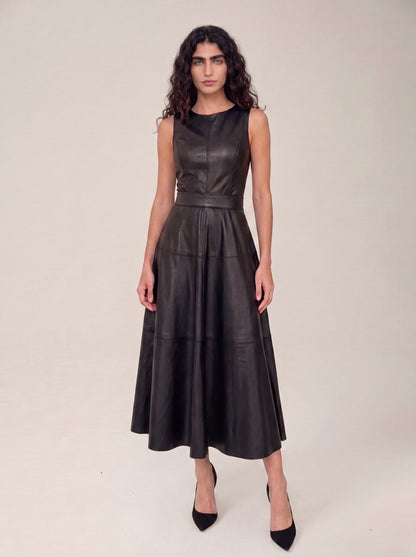 Kira™ | Vestido midi con efecto cuero