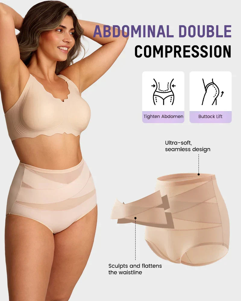 🌸Last Day-Buy 1 Get 3 Packs✨Plus-Size High-Waist Cross Tummy Control Panties