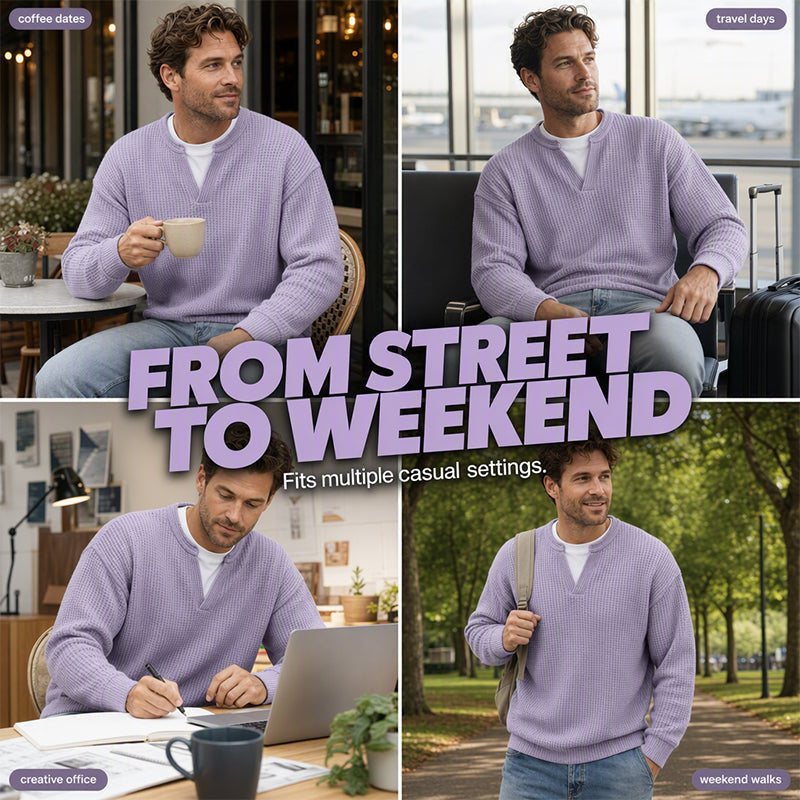 🔥ÚLTIMO DÍA DE OFERTA ¡SOLO 43,99 €!✨ Comodidad atemporal | Jersey para hombre con textura de gofre y efecto de capas  🔥ÚLTIMO DÍA DE OFERTA ¡SOLO 13,99 €!✨ Comodidad atemporal | Camiseta de manga larga para hombre con textura de gofre y efecto de capas